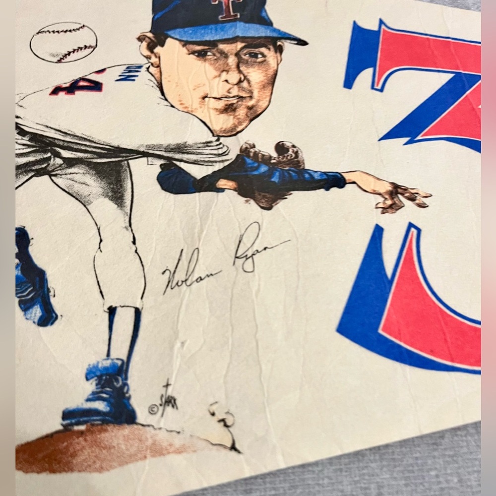 1989 Nolan Ryan MLB Texas Rangers 300 Wins Pennant Flag Vintage - Picture 5 of 15